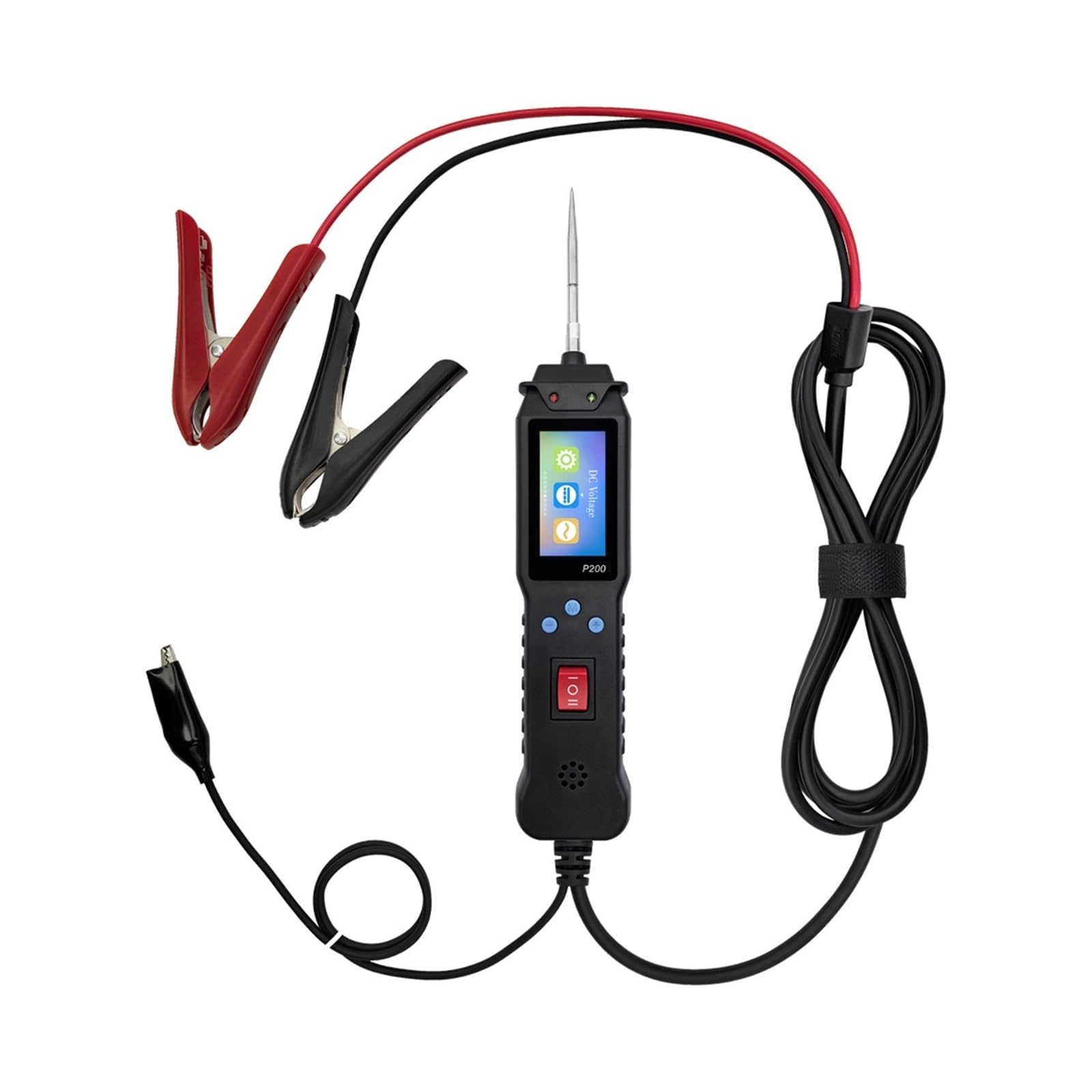 12/24 V P100/P200 Kfz-Stromkreisprüfer, Stromkreisprüfer, elektrischer Tester, Durchgangsprüfer, Spannungsprüfer, Lampenprüfgerät, 2 m Kabel Industrie, Automobil(Black 2m cable)