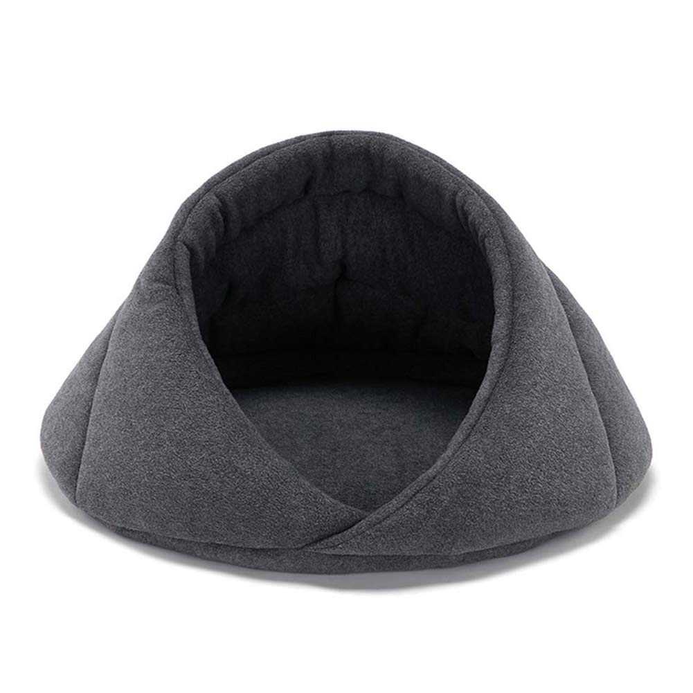 Cama Acogedora De La Cueva del Gato Saco De Dormir De Felpa Suave Y Cálida Cueva Y Cojines para Mascotas Medio Cubierto Canasta De Cama para Perros Calentador Térmico Lavable,Gris,L