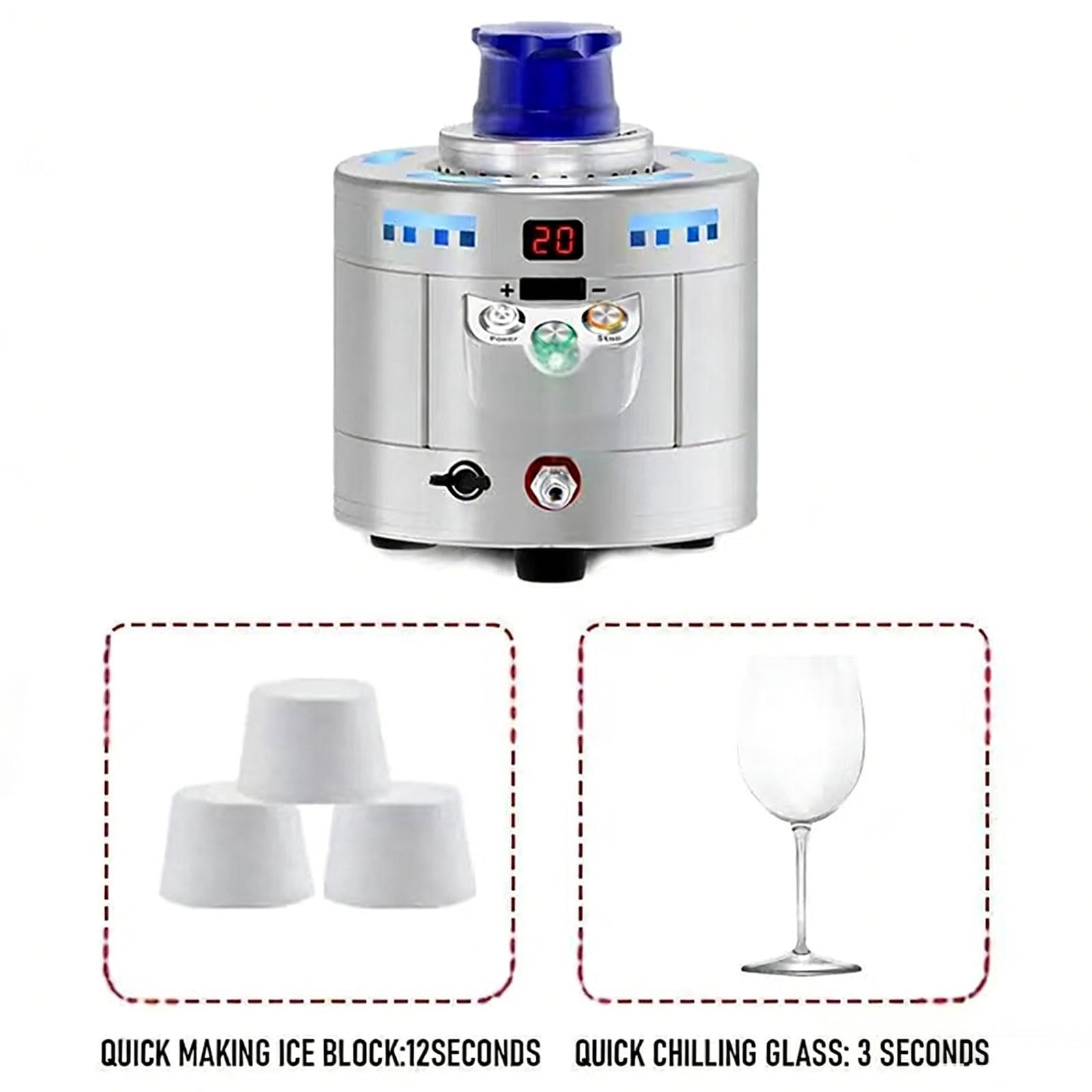 Mini refrigeratore di CO2 in vetro, in acciaio inox, per tazze, frutti di mare, cocktail, birra e bevande miste, veloce 8-12 secondi per tazza