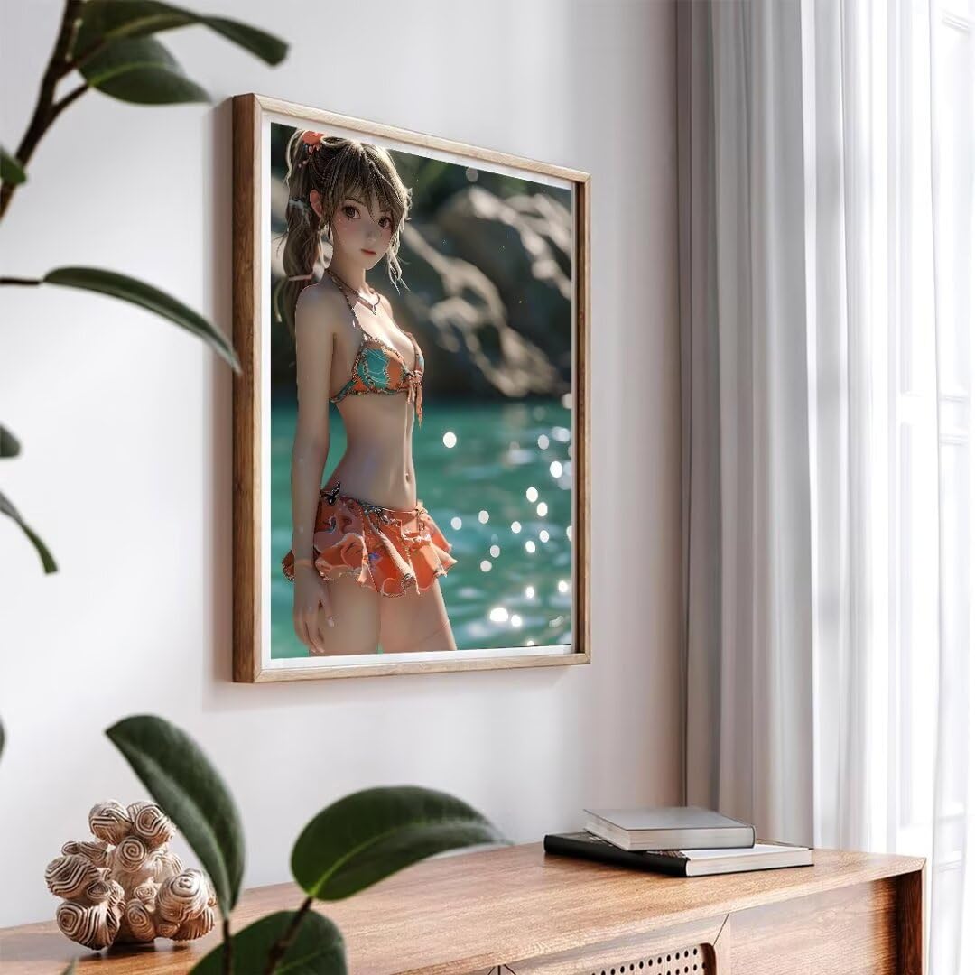 Pintura por Numeros hermosa chica en bikini Pintar por Numeros Adultos Niños, DIY Paint by Number Kit con Pinceles y Pinturas Acrilicos, Cuadros por Numeros, Decoración para el Hogar 100x70cm w-3254