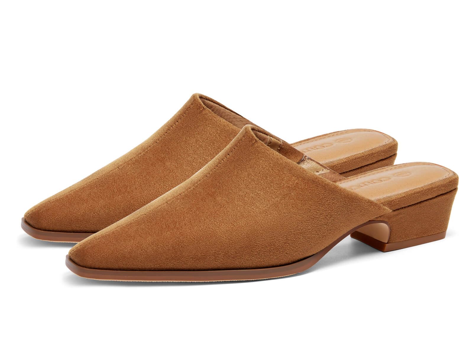 Coutgo Womens Square Toe Mules Slip On Chunky Low Heel Clogs Backless Business Casual Work Slides Shoes