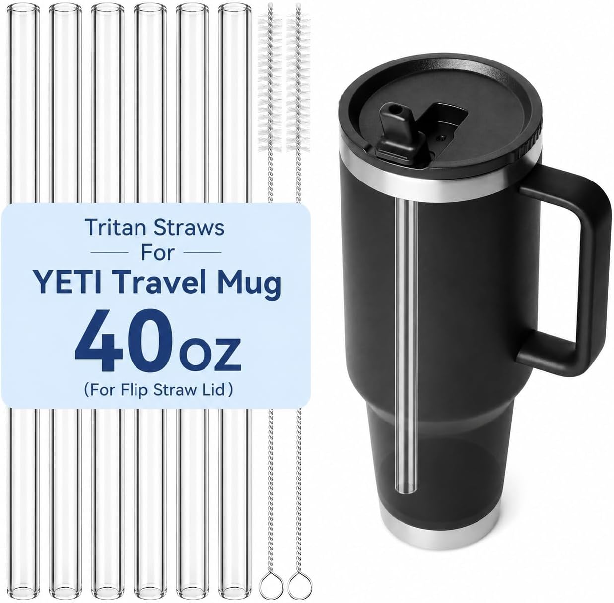 40oz Straws for YETI Flip Straw Travel Mug,For YETI Flip Straw Lid Cup Only