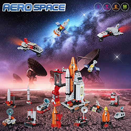 Space Shuttle Rocket Toys 12 In 1 Toy Building Sets Stem Building Blocks Aerospace Rocket Launcher Educational Birthday Gift For Kids Boys Girls 6 7 8 9 10 11 12+ Years Old (566Pieces) #TOP3