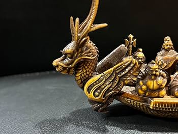 Amazon.co.jp: 七福神 宝船 龍 置物 レトロ アンティーク 骨董