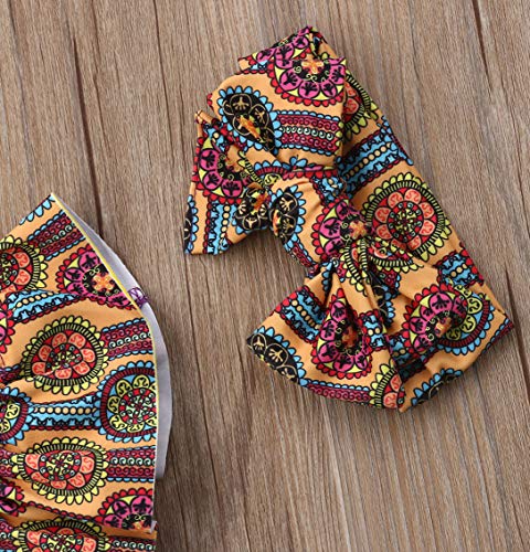 Maiô infantil floral com laço nas costas para bebês meninas recém-nascidos, roupa de banho para prai