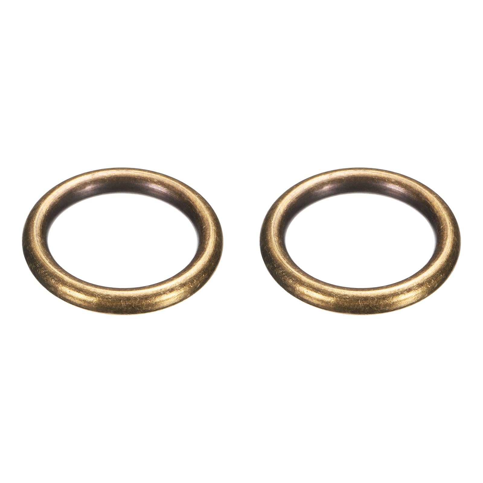 PATIKIL Metal O Ring, 2 Pcs 1.4 Inch OD 1 Inch ID 5mm Thick Seamless Solid Round Brass O Rings for Dog Leashes Wall Plant Hanging Basket Bags Belts DIY Craft, Dark Gold