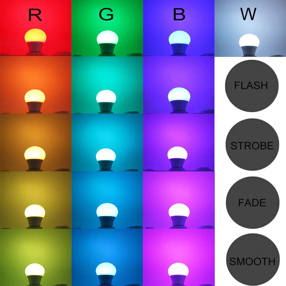 Chaozan® lampa RGB z pilotem zdalnego sterowania, zmiana koloru LED | 3 W (zastępuje 20 W) przyciemniana żarówka z RGB i ciepłą ciepłą bielą, 2700 K E27 RGB LED żarówki - do oświetlenia na imprezę, dekoracja (4 sztuki)