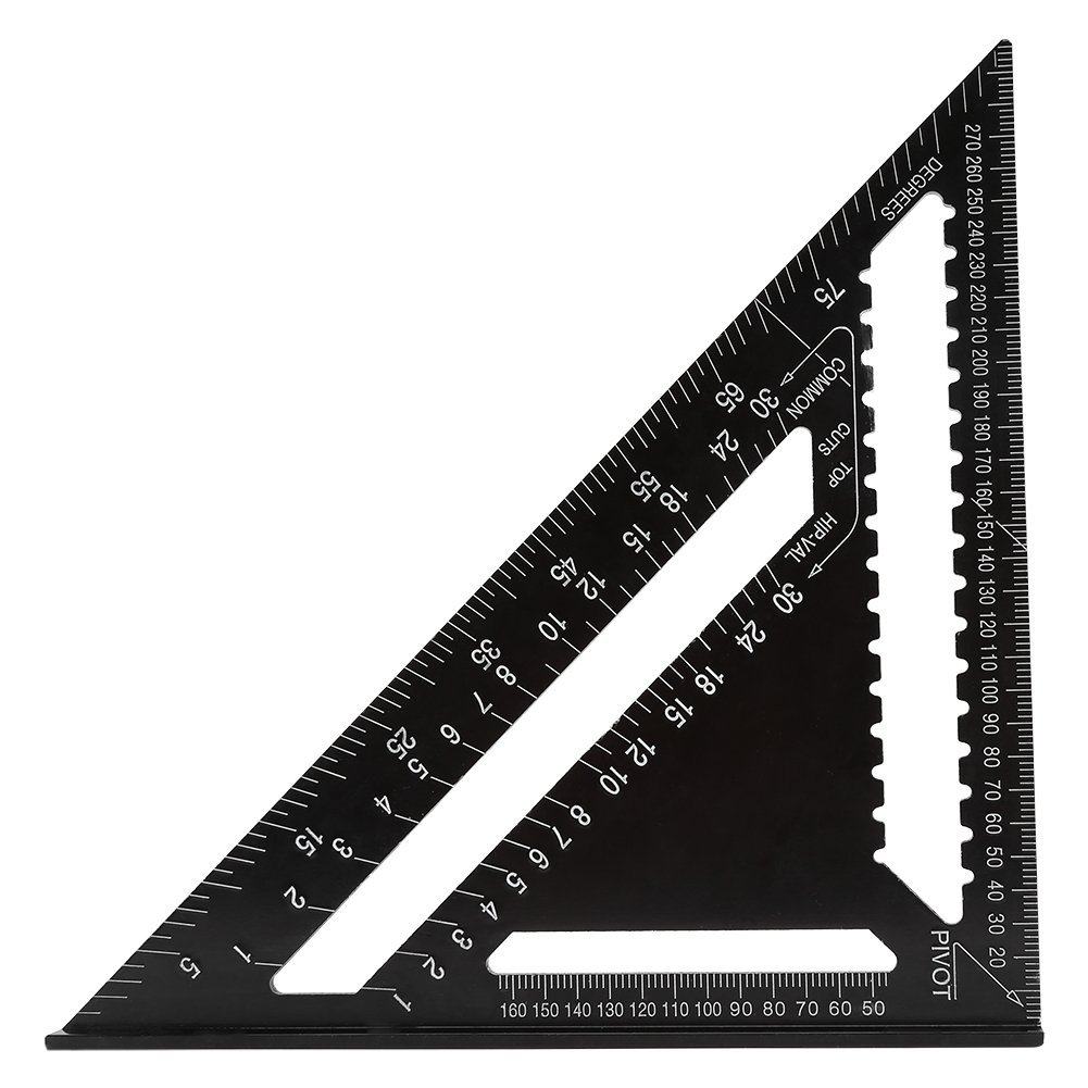 Tyenaza Righello Quadrato a Triangolo 12 Pollici in Lega di Alluminio a Forma di Triangolo Righello Quadrato Strumento di misurazione per Falegname Ingegnere di precisione