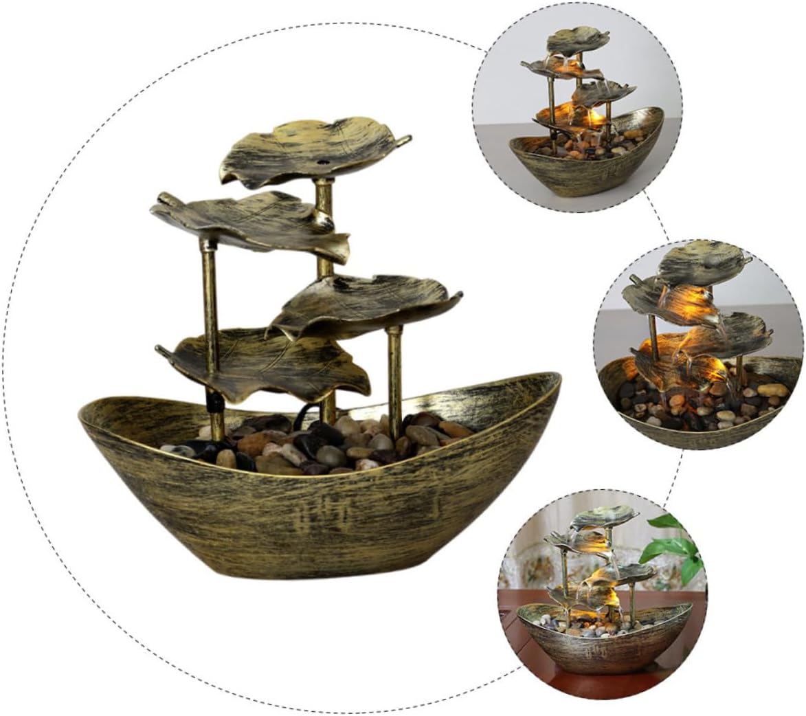 Indoor Outdoor Lotus Leaf Yuanbao Fountain Water Running Ornament Decorative Tabletop Fountain for Home Decor