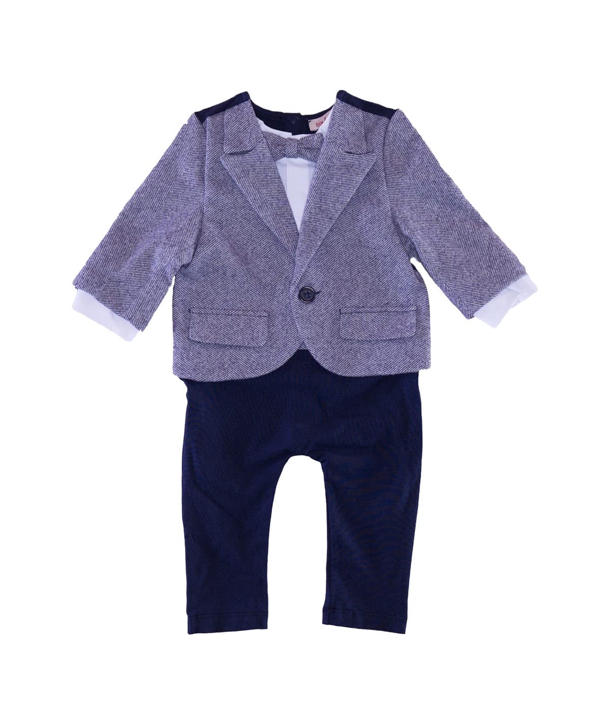 Taufanzug Baby Junge Anzug Strampler Overall Festanzug mit Sakko Taufstrampler Grau