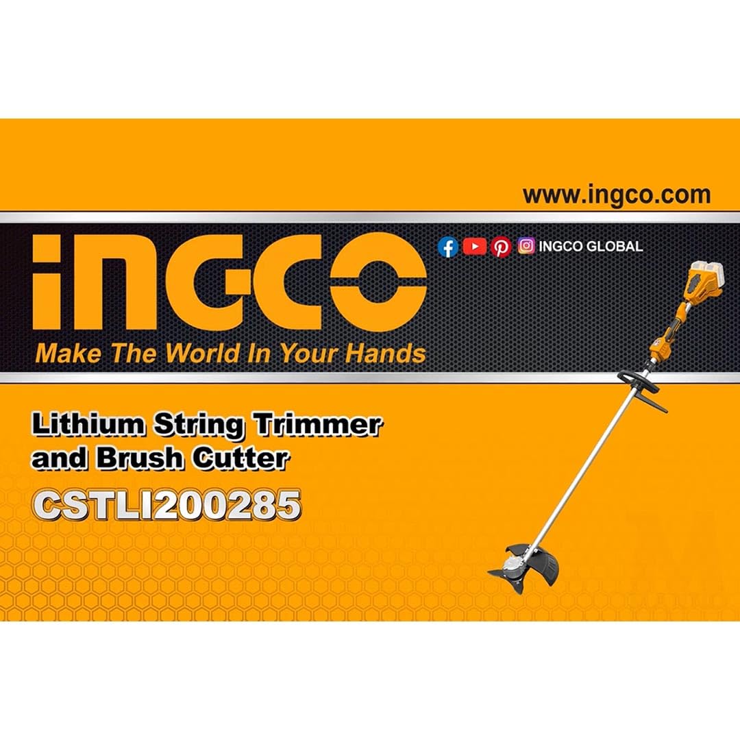 Ingco Cstli200285 - Desbrozadora a batería de 40 V doble batería 4 Ah cortabordes velocidad y potencia ajustables profesional jardinería