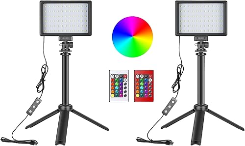 Iluminación de video para fotografía RGB, luces de estudio con trípode ajustable, iluminación de 16 colores para grabación de