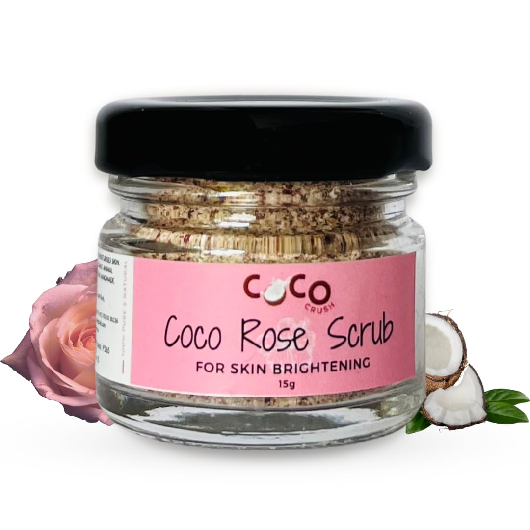 COCO CRUSH Exfoliating Body Scrub For Lightening & Brightening Skin | For Men & Women | Bathing Scrub with Coconut & Rose | Removes Dirt & Dead Skin from Neck, Knees, Elbows, & Arms (15g)-image-11