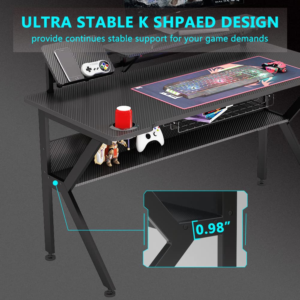 Buy Tribesigns Ergonomic Gaming Desk with Monitor Stand, 47 inch KShaped Computer PC Gaming