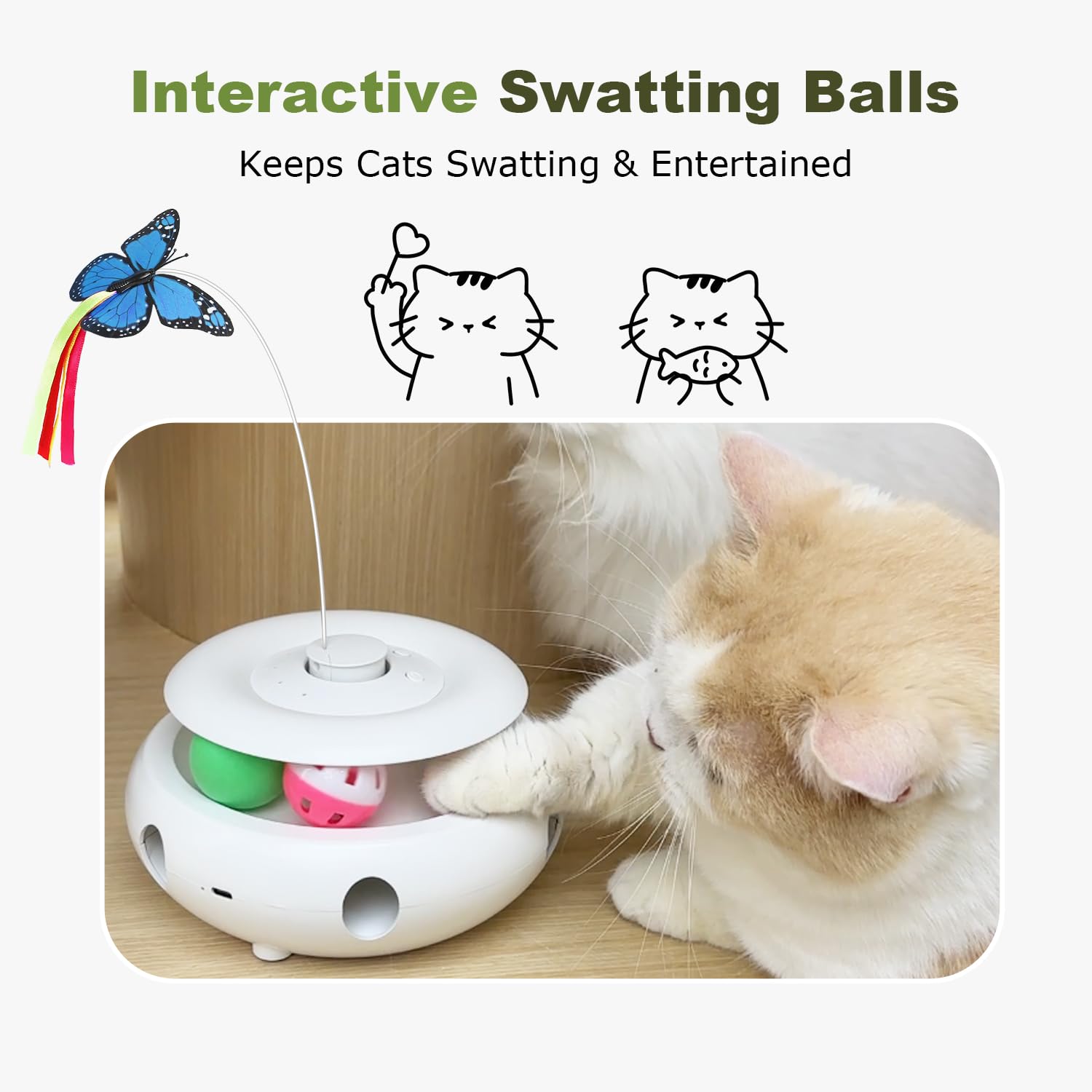 Jouets interactifs pour chat Blanc