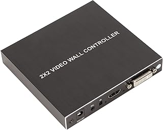 Video Wall Controller 2x2, 4 Channel Video Wall Controller, DVI TV Video Processor Display Splicing with RS232 Control, 2x2, 1x2, 1x3, 1x4, 2x1, 3x1, 4x1, 1080P@60Hz
