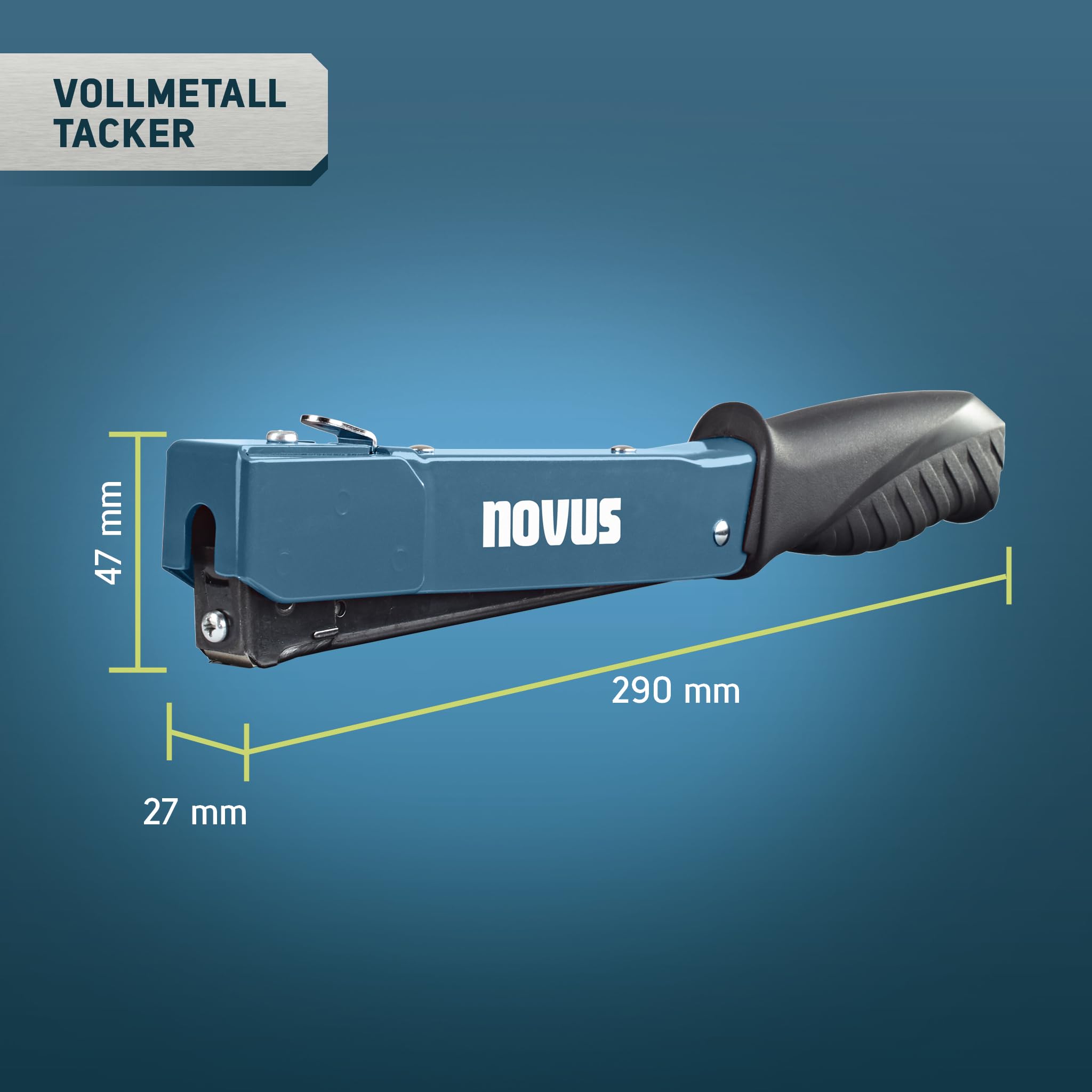 Puntatrice per martelli Novus Tools J-033 Set + 5000 clip a filo piatto – Puntatrice robusta per uso universale – Clip a filo piatto G tipo 11 da 6 a 10 mm – Metallo pieno