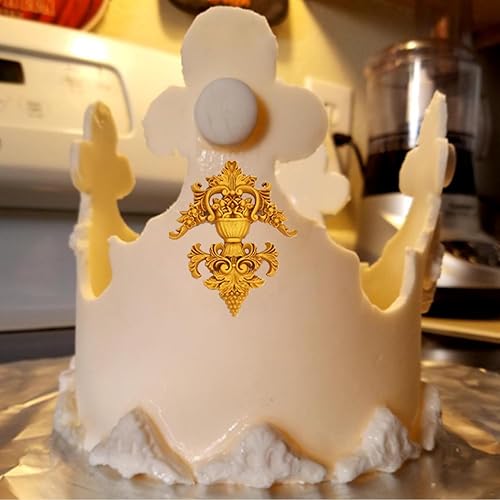 Miniatura 7 de MINFEIDMS Moldes de fondant barroco con borde de desplazamiento barroco, moldes de silicona para decoración de tartas, decoración de cupcakes,