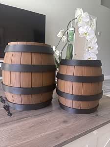 Rustic Wooden Barrel Storage Container with Lid - Large Multi-Purpose Storage Vessel, Brown