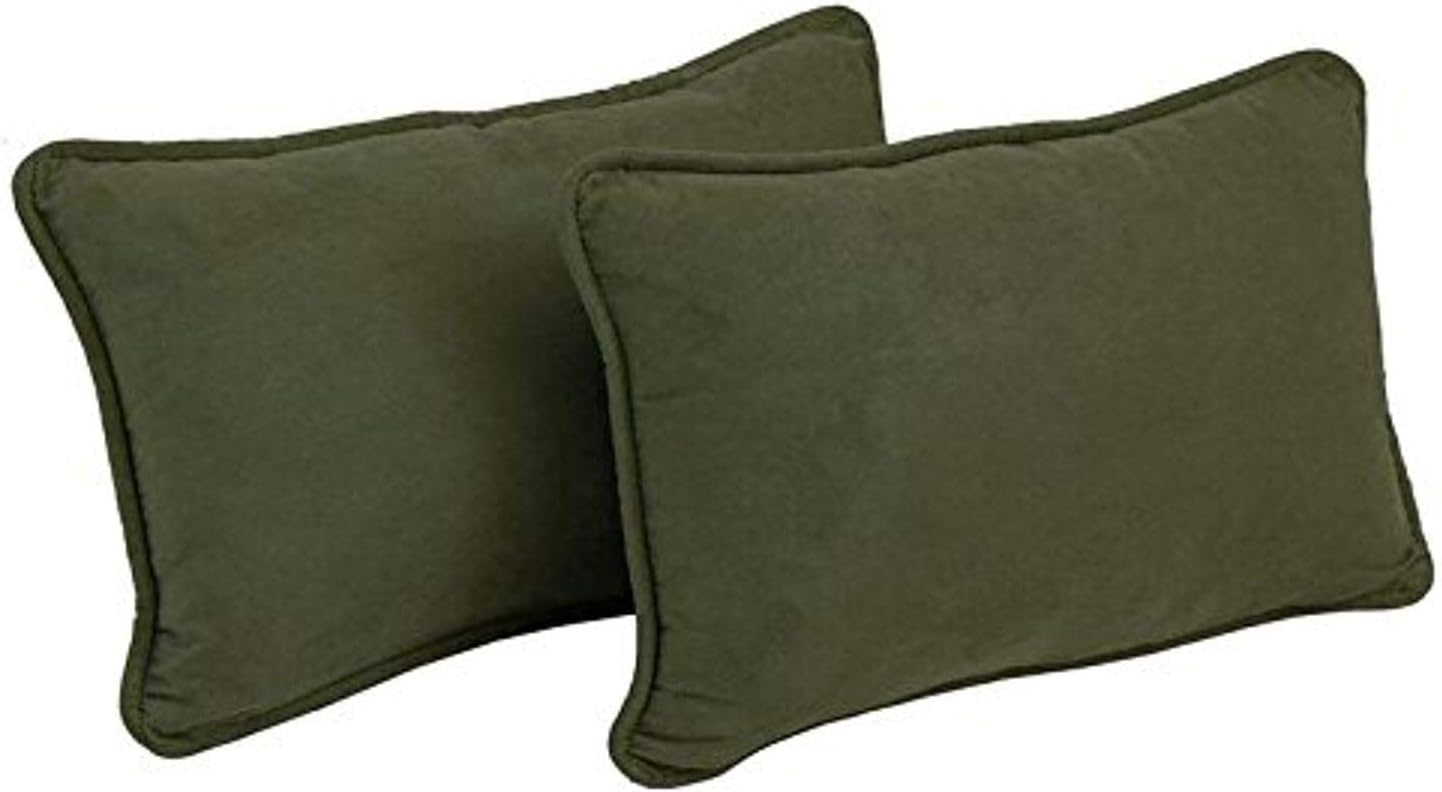 Blazing Needles Corded Solid Microsuede Rectangular Throw Pillows with Inserts (Set of 2), 20" by 12", Indigo