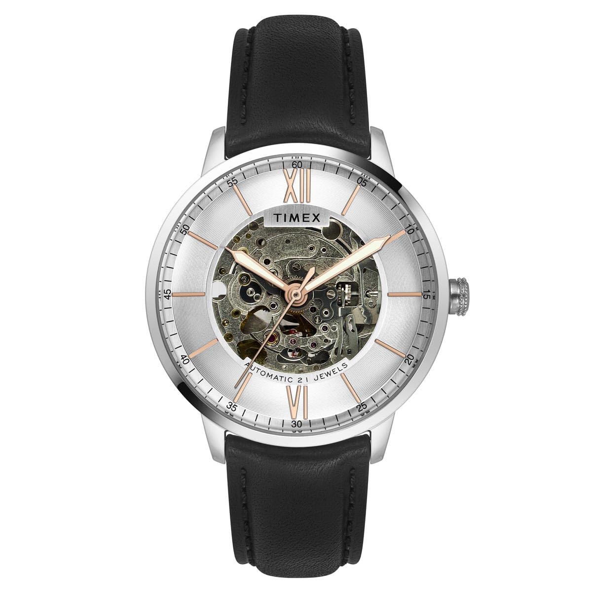 TIMEX Leather Men Silver Round Automatic Dial Analog Watch- Tweg23500 (B0CQRQR971) Amazon Price History, Amazon Price Tracker