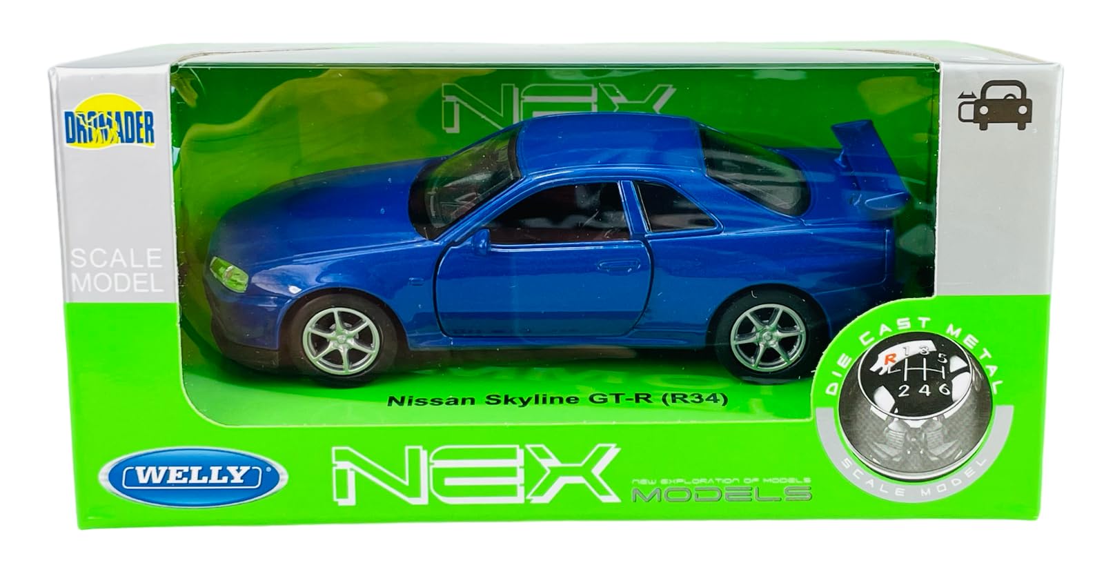 Welly Modèle de voiture compatible avec Nissan Skyline R34 GT-R Bleu