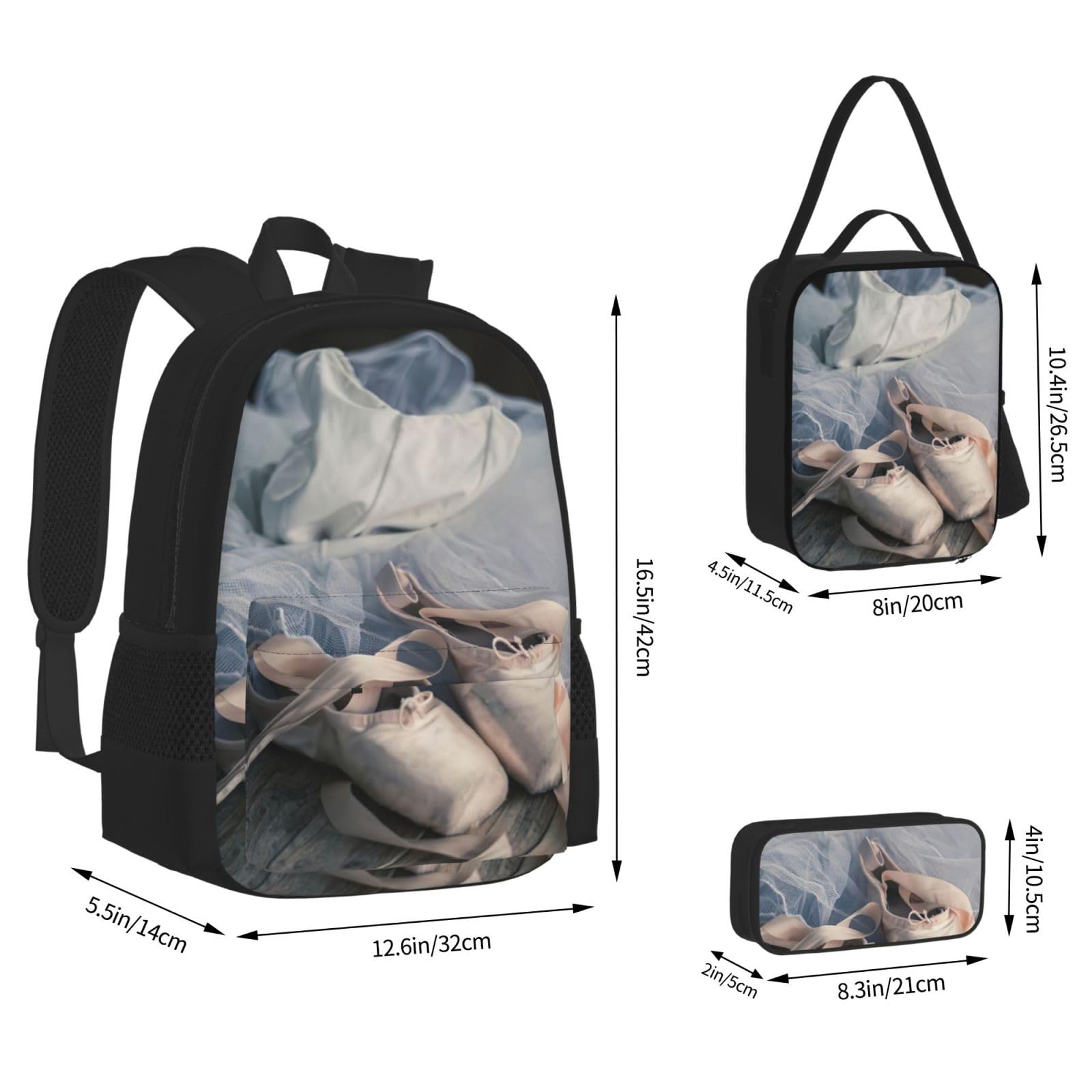 Plecak na buty baletowe dziecko chłopcy dziewczęta pudełko na lunch szkoła torba na książki zestaw uczniów szkół średnich student prezent, Czarny, One Size, Bagaż