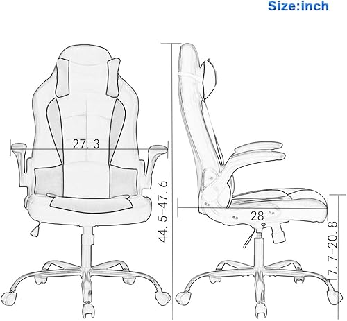 Miniatura 10 de BestOffice Silla de escritorio para juegos con respaldo alto silla de carreras ejecutiva giratoria para respaldo con soporte lumbar y reposabrazos