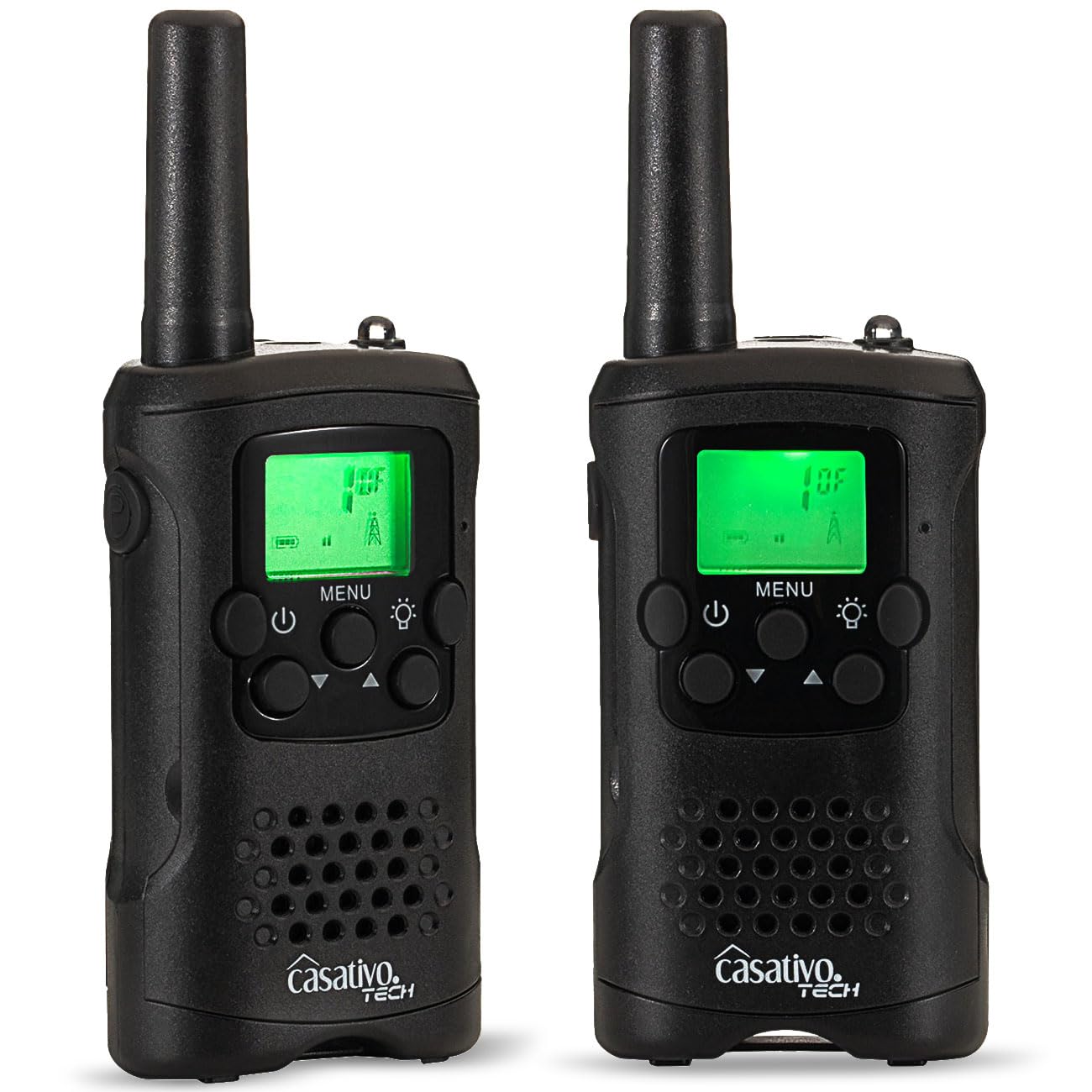 2er-Set Profi Akku-PMR-Funkgerät, Gürtelclip & Taschenlampe, Walkie Talkie mit 10km Reichweite, 8 Kanäle, Ladestation, 8 Stunden Sprechzeit
