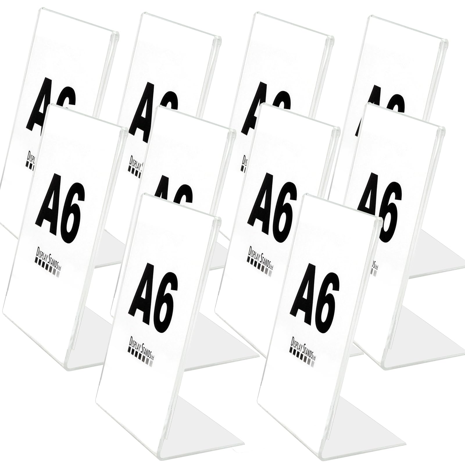 DSL A6 Acrylic Poster Menu Holder - Portrait, Single Sided, Table Display Stand, Sign Holder, Perspex Freestanding Menu Holder (SU-PSS) (10, A6)