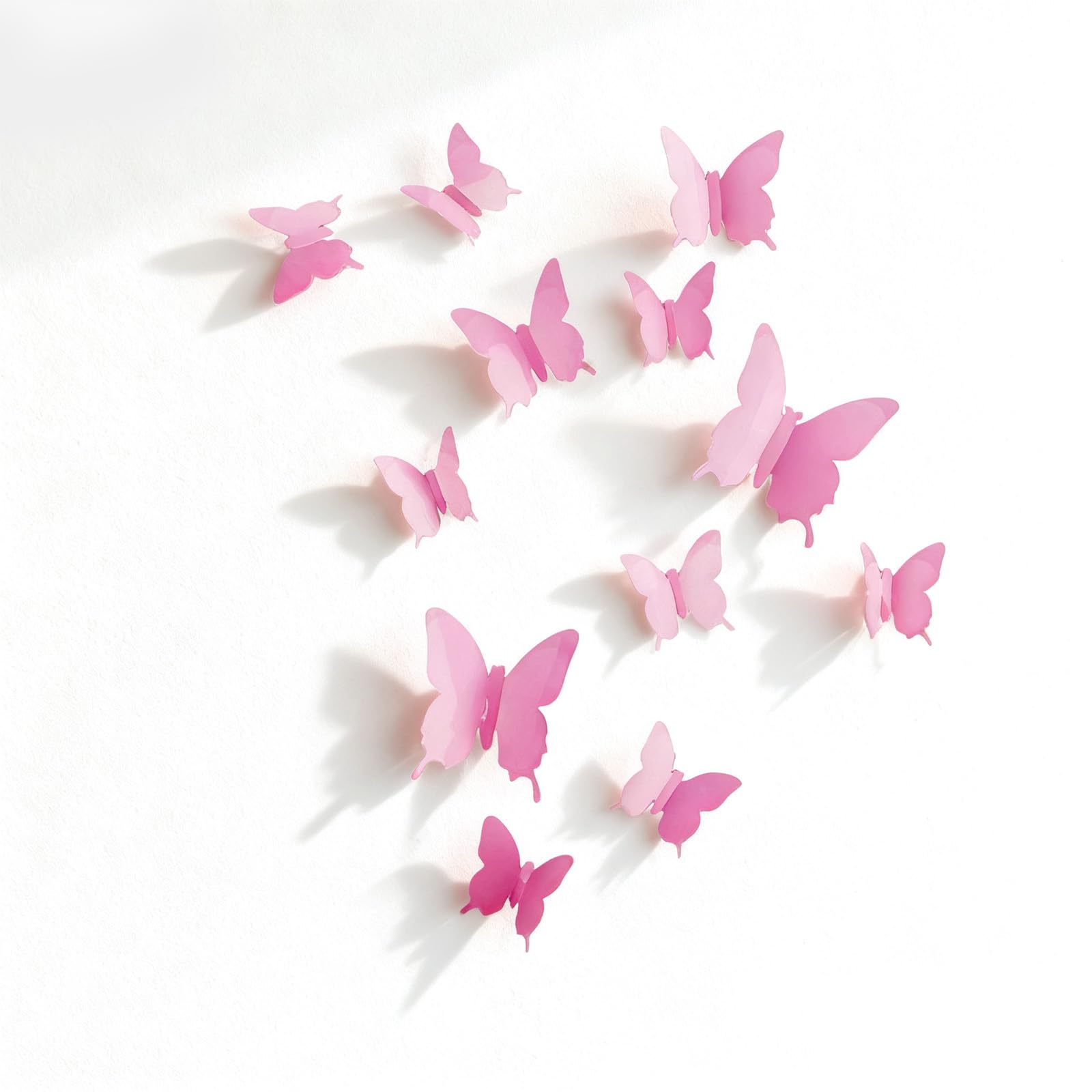 24 pcs Cute Pink 3D Butterfly Wall Stickers,Removable Wall Stickers,Waterproof PVC, Butterflies Wall Decor for Nursery,Wall， Refrigerator and Window Decorations