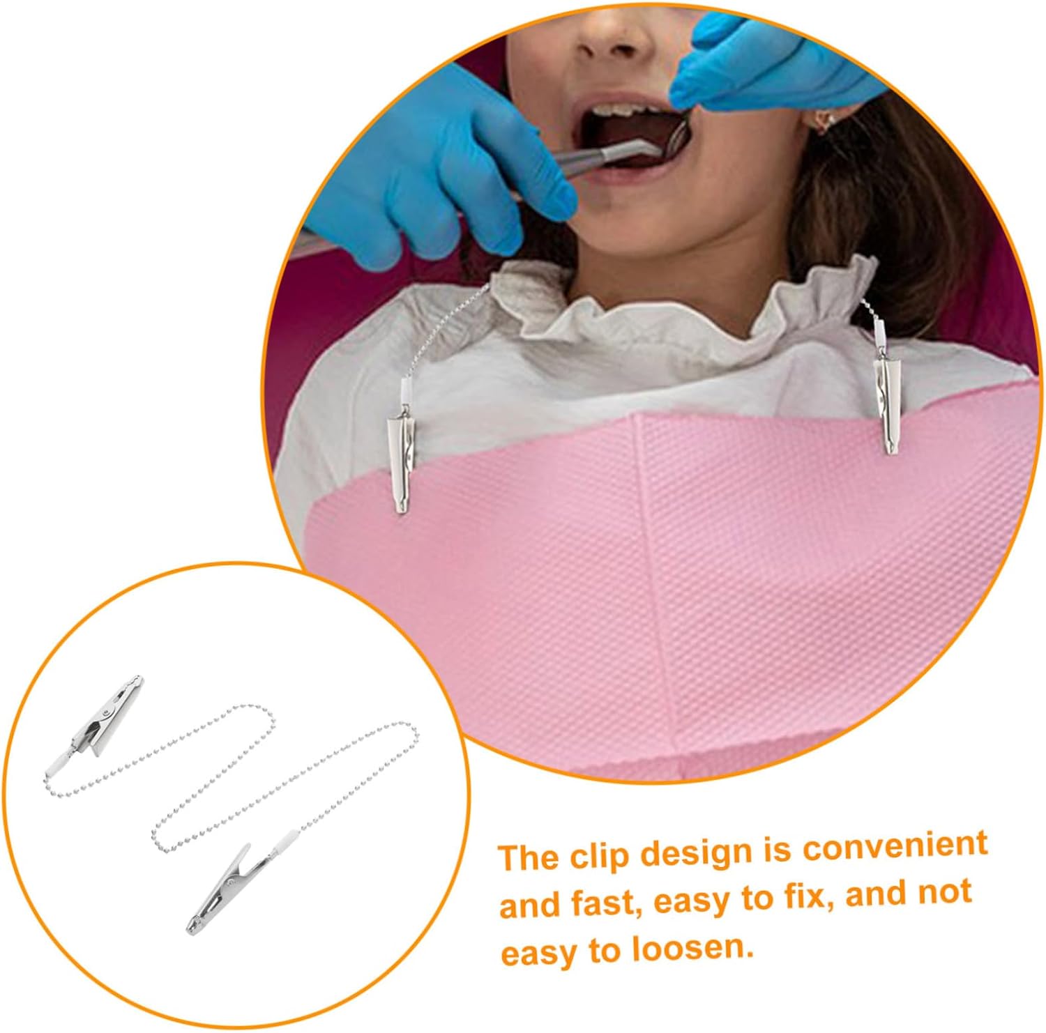 2pcs Bib Clips Lightweight Napkin Holder Chain for Adults Youth Seniors Versatile User-friendly Design for Clinics Salons Home Use