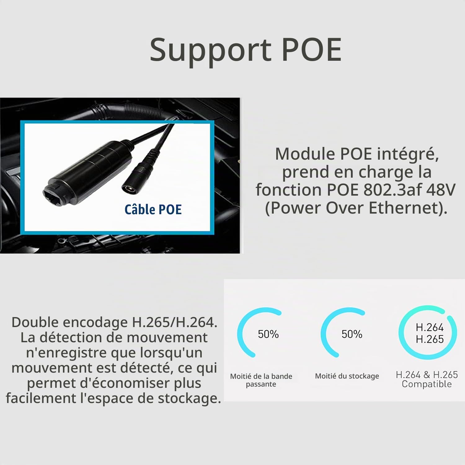 Caméra IP POE HD 5MP PIR 940nm LED Invisible Intégrée au Micro-Phone, Objectif 3.7mm 80° View Day and IR Night Vision CCTV Caméra de sécurité intérieure, P2P H.265 Motion Detection (IPIR-P-A-HS)