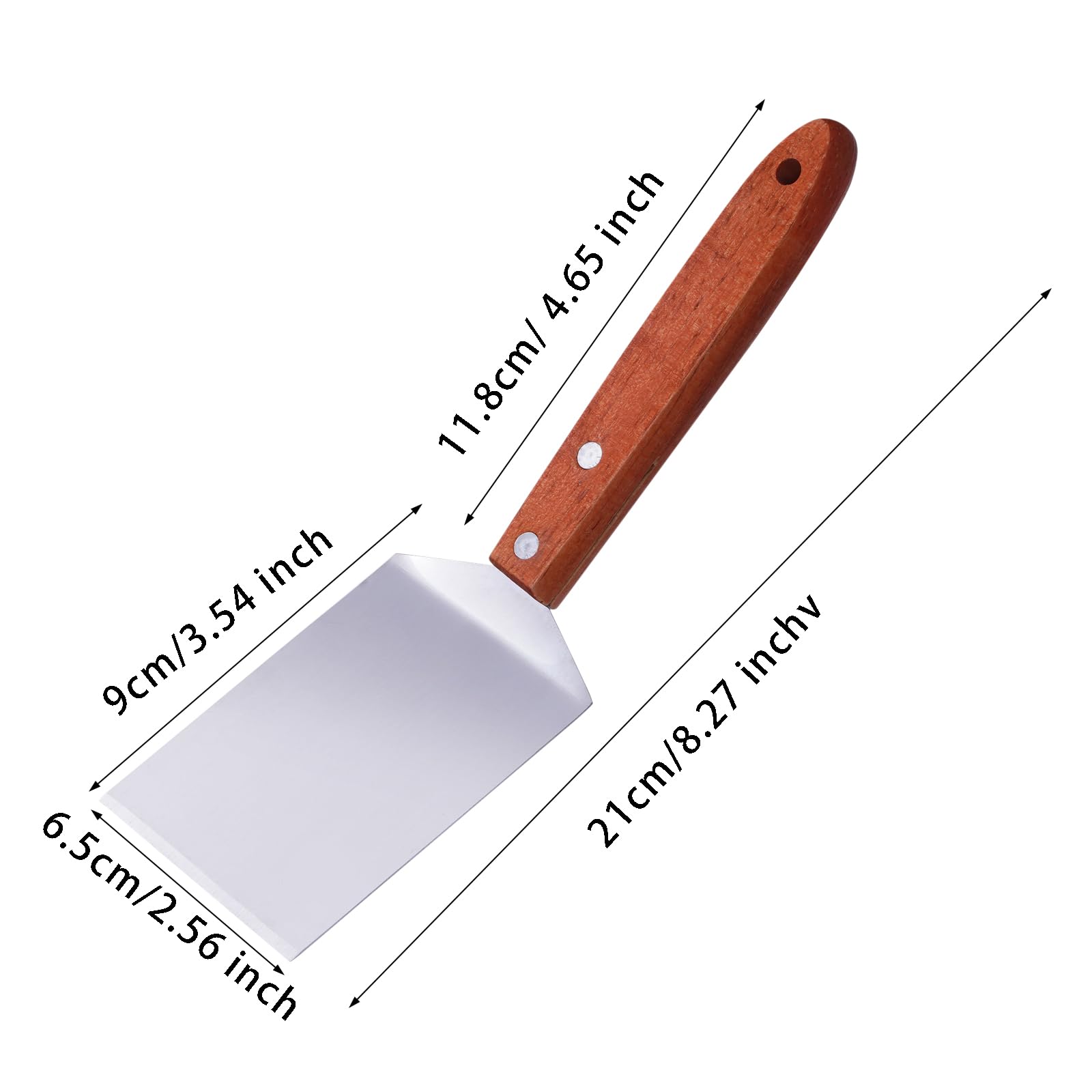 2 espátulas pequeñas de brownie para galletas de acero inoxidable con mango de madera para cocina, cocina, espátula, espátula para hornear, 2.5 x 8.2 pulgadas 2