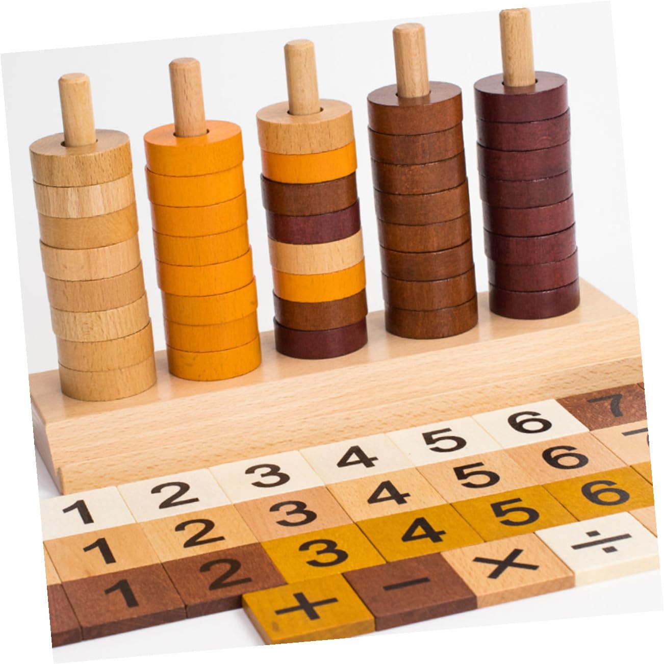 SUPVOX Juguete Educativo de Cálculo en Madera para Niños, Naranja | Decoracion Colegio, Fichas Redondas, Diseño Creativo, Enseñanza Numérica y Reconocimiento de Símbolos