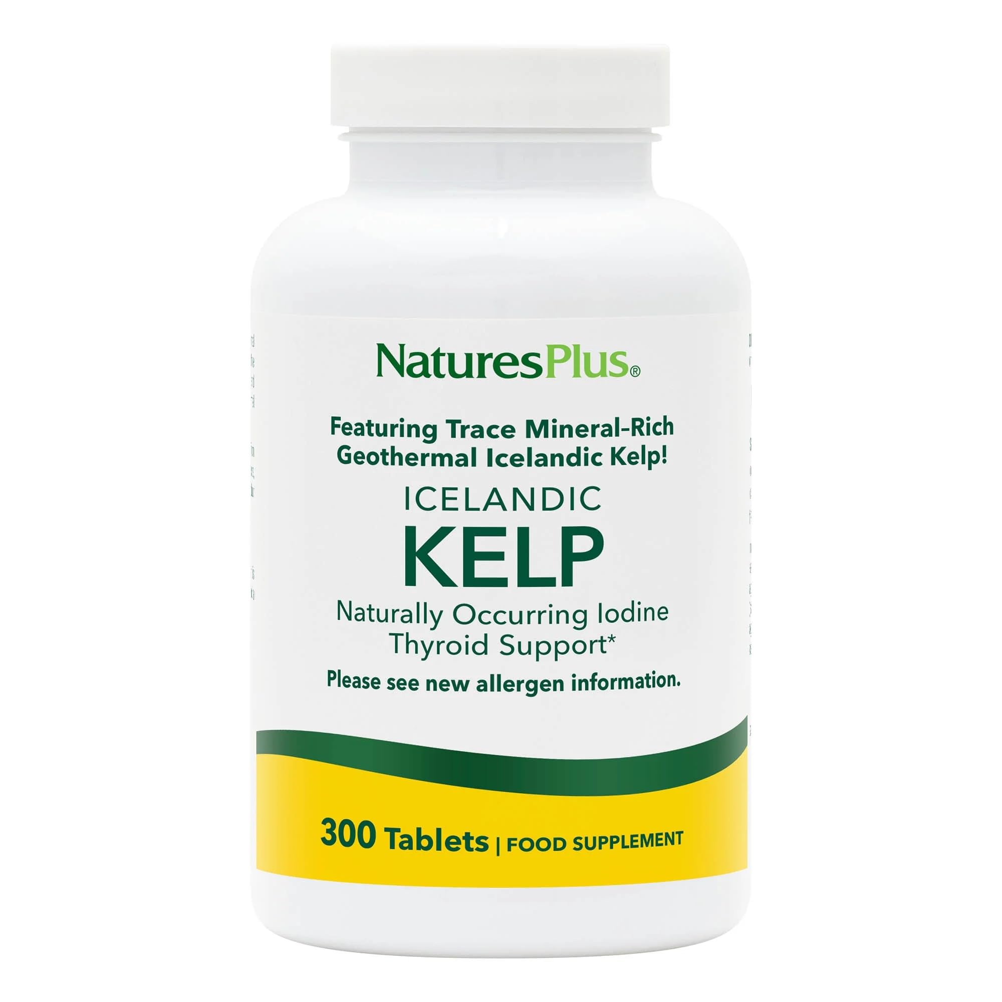 NaturesPlus Icelandic Kelp - Natural Iodine Supplement from Kelp, Easy One A Day - Vegetarian, Gluten Free - 300 Tablets