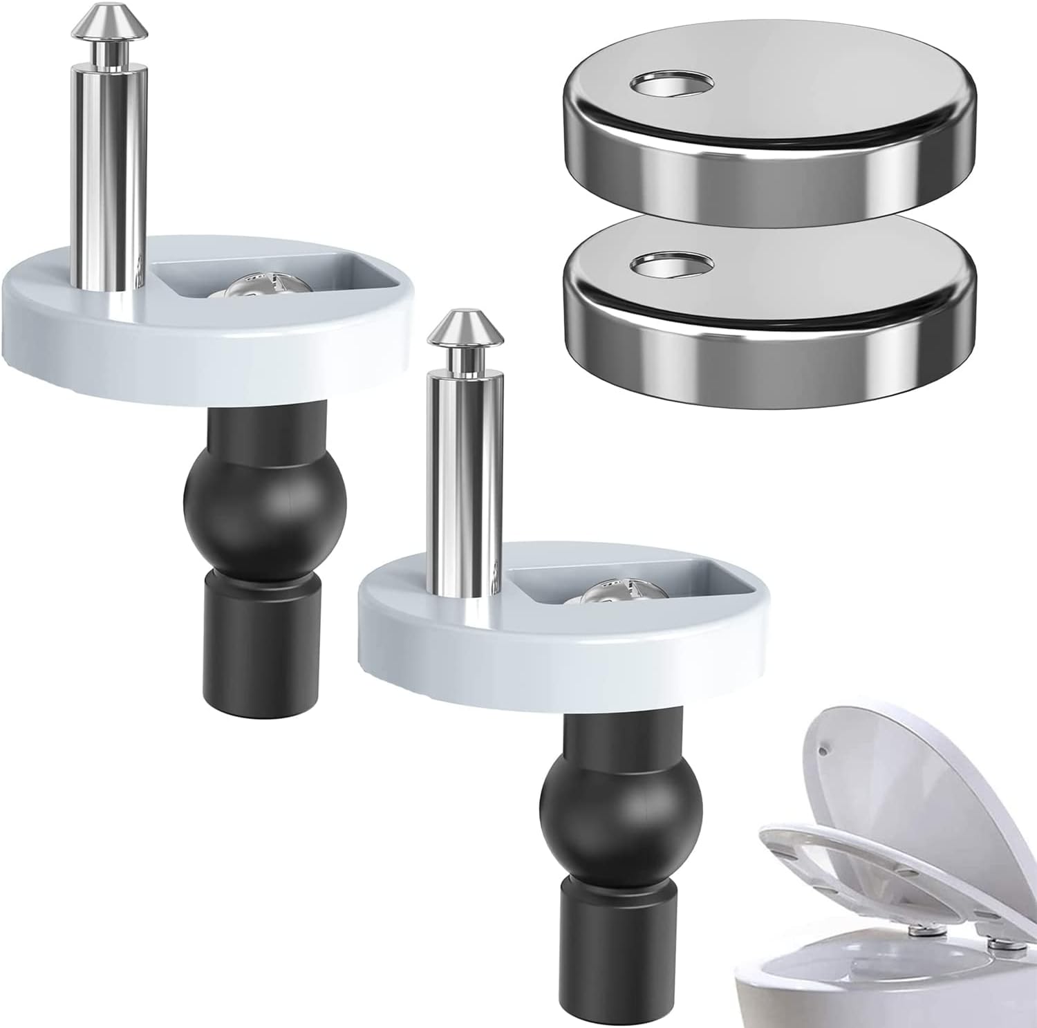 Excefore Toilet Seat Hinges Top Fixings - 2 Pcs Quick Release Universal Hinge Fittings for WC Blind Holes