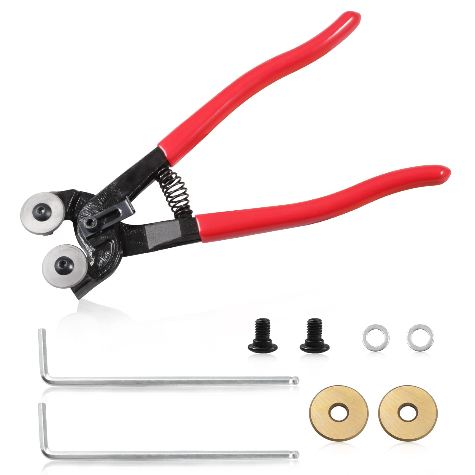 LEONTOOL 8 Inches Glass Tile Nippers Tile Mosaic Trimmer Nipper Cutter Pliers Heavy Duty with 2Pcs Replacement Blade and 2Pcs Allen Wrench for Cutting Ceramic Stained Glass Mosaic