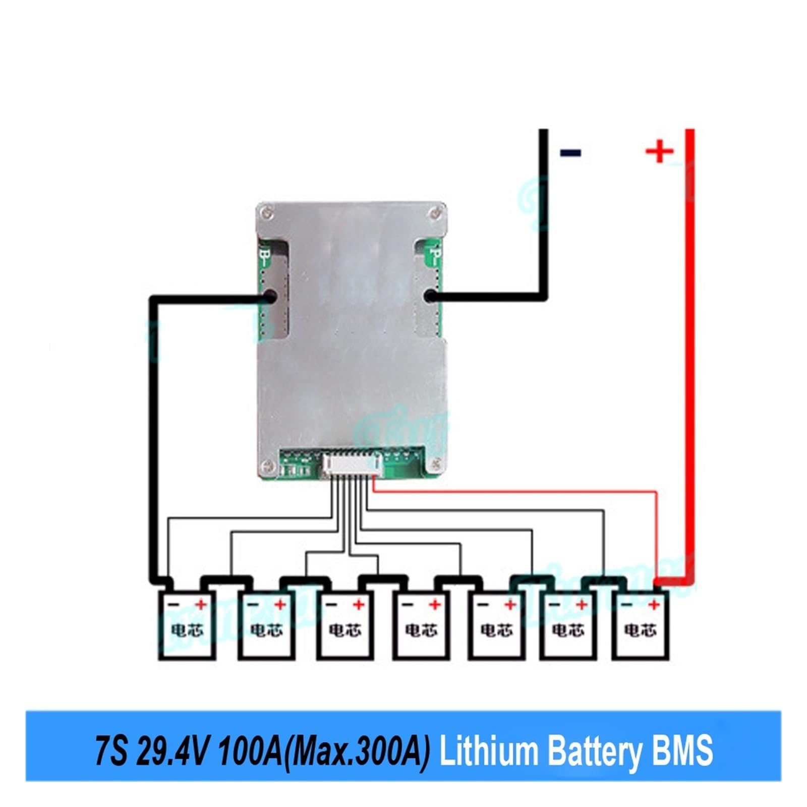 Płyta BMS, 6S 24V 7S 29,4V 100A Maks. Płytka baterii litowej 300A Balance BMS z NTC do użytku z akumulatorami do rowerów elektrycznych i e-skuterów(7S BMS)