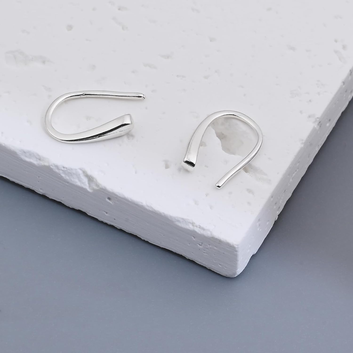 Tiny Pull Through Earrings Small Threader Earrings S999 Sterling Silver Earrings Hypoallergenic Teardrop Earrings Drop Earrings for Women Trendy - Silver & Gold - Image 6