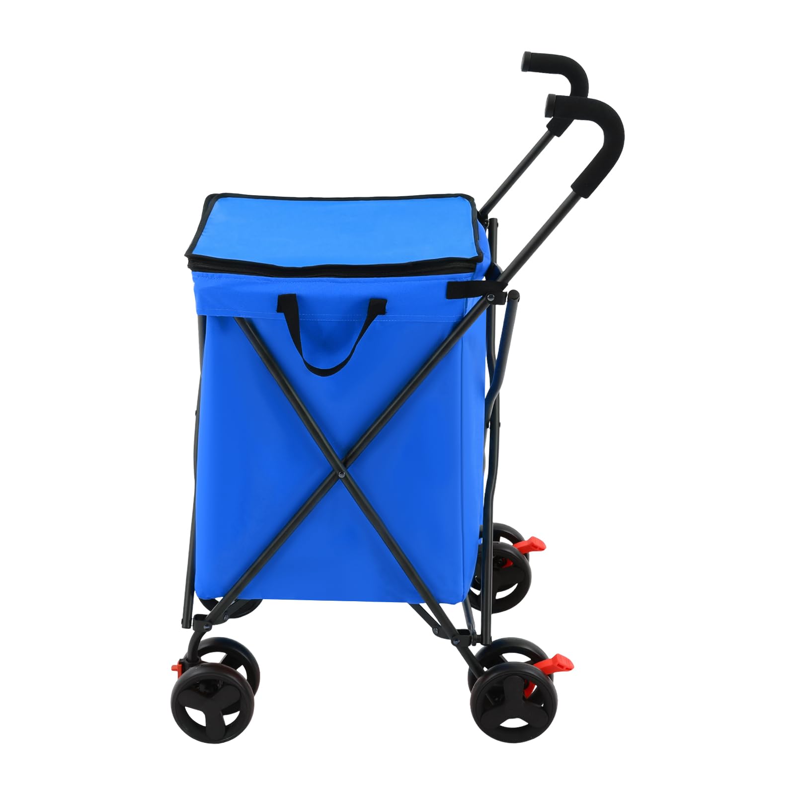 Składany wózek na zakupy, 38 l/70 kg, składany wózek ręczny z tkaniny Oxford, wózek transportowy na zakupy, kemping, do ogrodu, dla zwierząt domowych, wielofunkcyjny wózek na zakupy (niebieski)