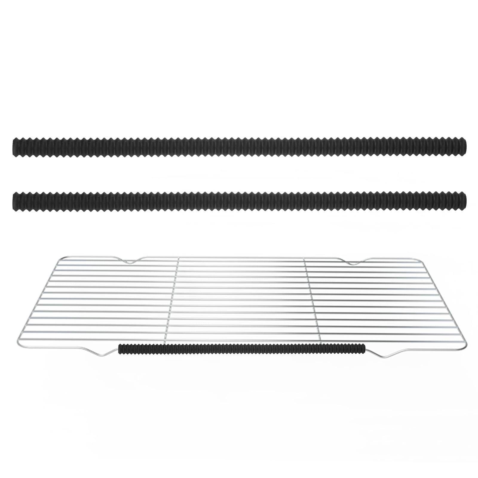 sourcing map 2Pcs Oven Rack Shields, 35cm / 13.8" Heat Resistant Silicone Oven Guards for Racks Edge Protector Guards Against Burns Kitchen Safety Accessories, Black