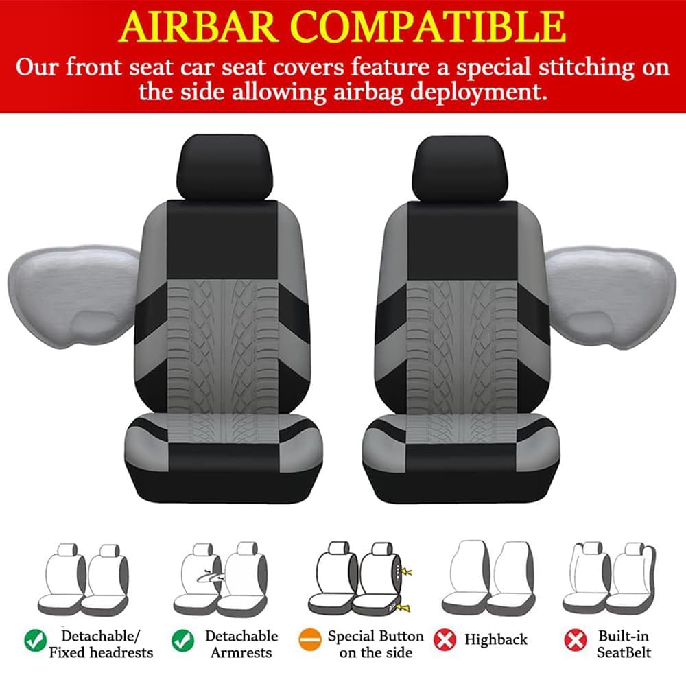 Housses de Siège De Voiture pour Dacia Duster 3 2024 2025 2026, Voiture Ensembles Housses Siège Confortables Imperméable Respirant Couverture de Siège Avant,B/Grey