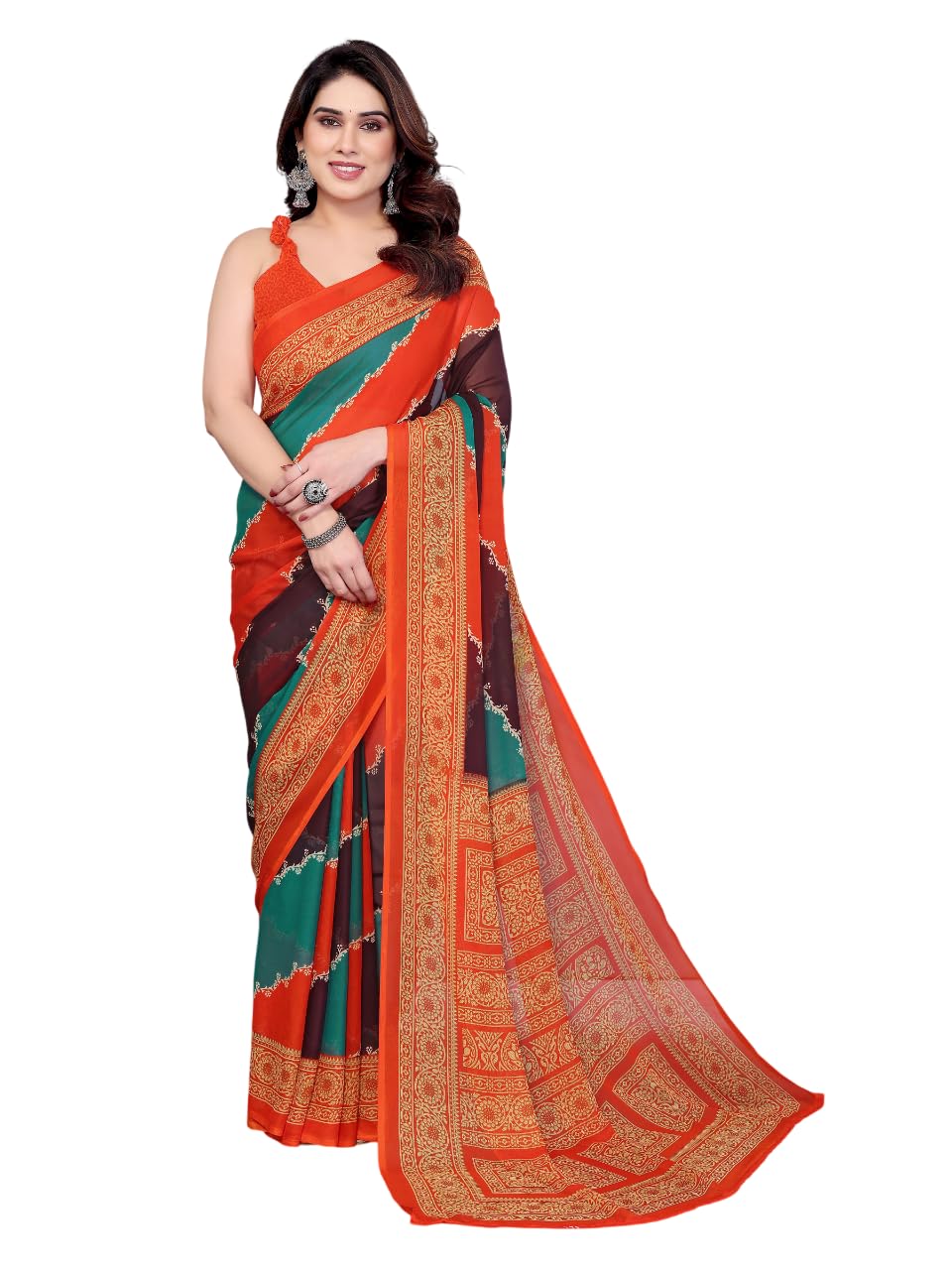achira tex Women’s Georgette Leheriya Printed Saree with Unstitched Blouse Piece | Stylish Lightweight Ethnic Wear Sarees For Woman | Daily Wear (Saree 5.2m & Blouse 0.8m)-picture-34
