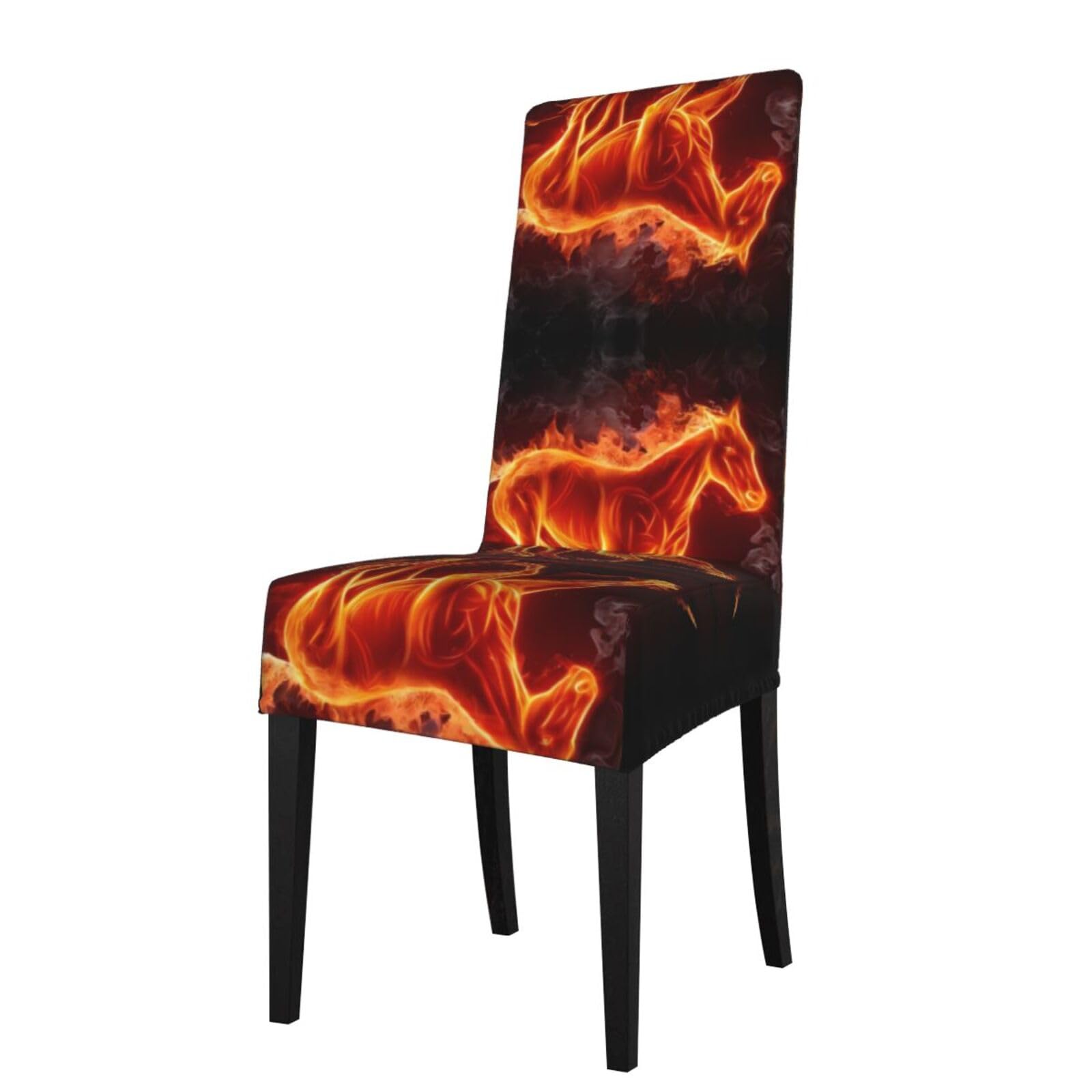 HLSBSSL Fire Horse Printed dining chair covers, wrinkle-resistant and iron-free, suitable for hotels, banquets, and conferences