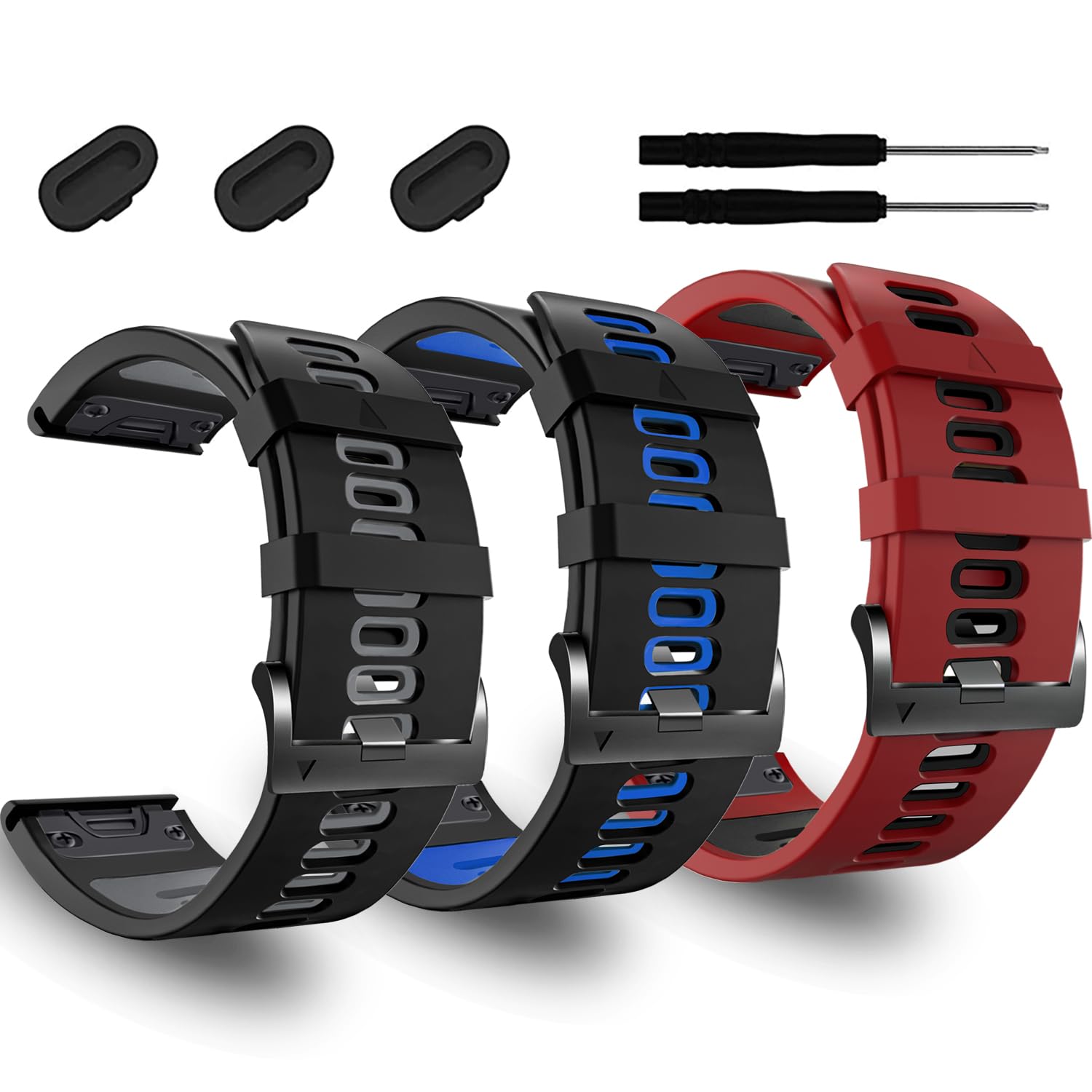 ZPJPPLX 26mm Easy Fit Watch bands For Tactix 8/Fenix 8 7X Pro 6X 5X,Soft Silicone Sport Straps Compatible for Garmin Tactix8/7/Fenix 6X Pro/5X Plus/Enduro3 2/Descent Mk2i/3i Epix Pro quatix 8 51mm