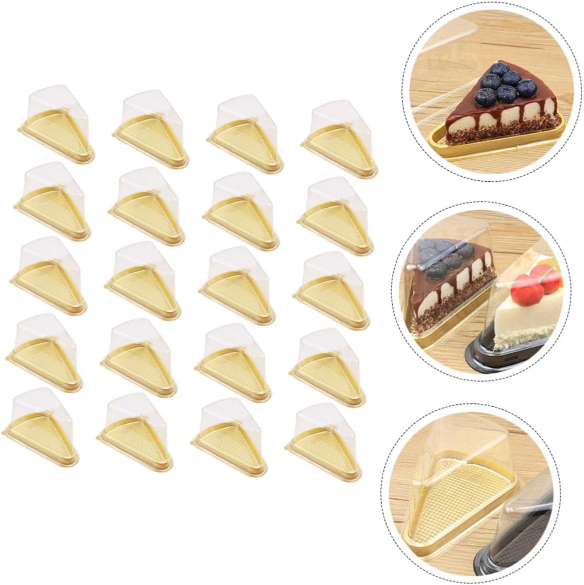 Mobestech 2sets Plastic Cake Boxes Lid for Biscuits Triangular Sandwich Packaging Non-slip Bottom 50pcs*2