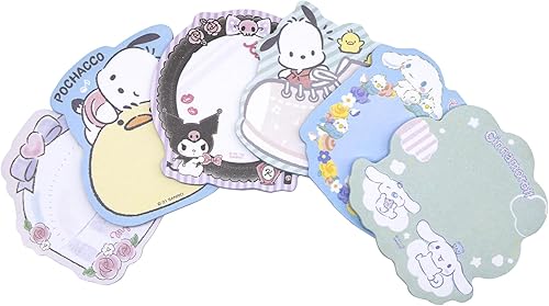 Paquete de 6 bonitas notas adhesivas kawaii, bonitas notas adhesivas de 3.75 x 2.75 pulgadas, serie de dibujos animados, blocs de notas