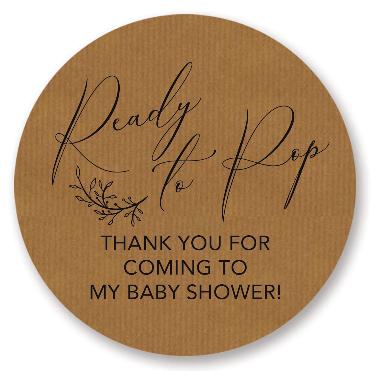 Ready to Pop' Baby Shower Favour Popcorn Stickers Labels (37mm (35 per Sheet), Brown Non-Personalised)
