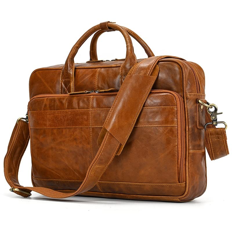 Leather 14 Laptop Bag, Leather Briefcase Satchel Office Work Bag, Business Bag Document Bag4